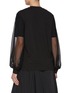 Back View - Click To Enlarge - MONCLER - Tulle Sleeve Cotton Crewneck Top
