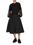 Figure View - Click To Enlarge - MONCLER - Tulle Sleeve Cotton Crewneck Top