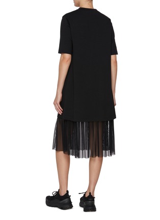 Back View - Click To Enlarge - MONCLER - Crewneck Tulle Skirt Cotton Dress