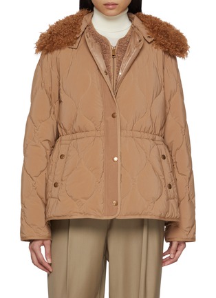 Main View - Click To Enlarge - MONCLER - Quintin Faux Shearling Trimmed Short Down Jacket