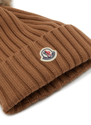 Detail View - Click To Enlarge - MONCLER - Pom Embellished Merino Wool Beanie
