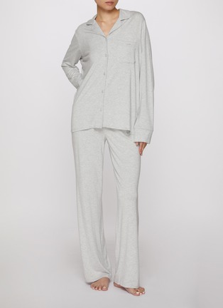 Figure View - Click To Enlarge - SKIMS - Skims Sleep Long Sleeve Button Up Set