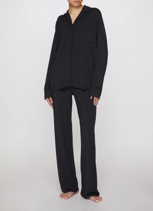 Figure View - Click To Enlarge - SKIMS - Skims Sleep Long Sleeve Button Up Set
