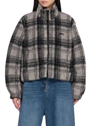 Main View - Click To Enlarge - JUUN.J - Chequered High Neck Wool Fleece Jacket