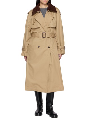 Main View - Click To Enlarge - JUUN.J - Detachable Suede Collar Quilted Liner Cotton Blend Trench Coat