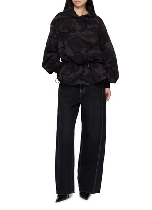 Figure View - Click To Enlarge - JUUN.J - Camo Print Drawstring Hem Hoodie