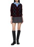 Figure View - Click To Enlarge - JUUN.J - Collar Patch Argyle Intarsia V-Neck Knit Sweater
