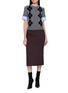 Figure View - Click To Enlarge - JUUN.J - Short Woven Sleeve Argyle Intarsia Knit Sweater