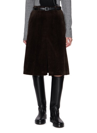 Main View - Click To Enlarge - JUUN.J - Belted Slit Corduroy Skirt