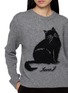  - JUUN.J - Cat Intarsia Crewneck Knit Sweater