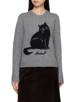 Main View - Click To Enlarge - JUUN.J - Cat Intarsia Crewneck Knit Sweater
