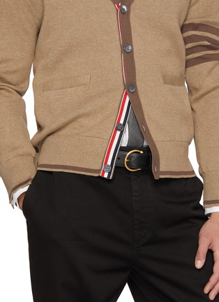 Figure View - Click To Enlarge - THOM BROWNE - Round Buckle Grained Leather Belt