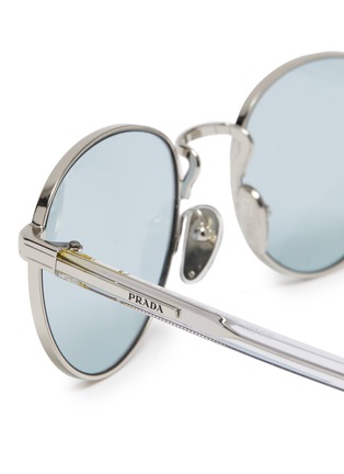 Detail View - Click To Enlarge - PRADA - Oval Metal Acetate Sunglasses