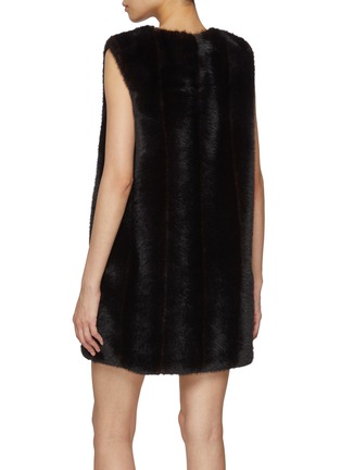 Back View - Click To Enlarge - MM6 MAISON MARGIELA - Faux Fur V-Neck Top