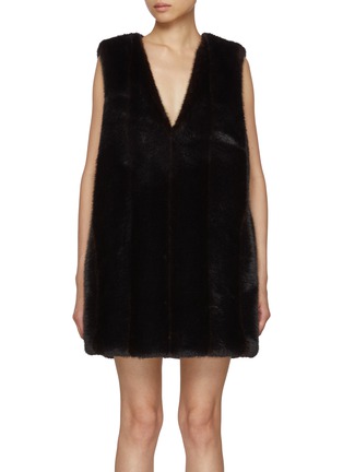 Main View - Click To Enlarge - MM6 MAISON MARGIELA - Faux Fur V-Neck Top