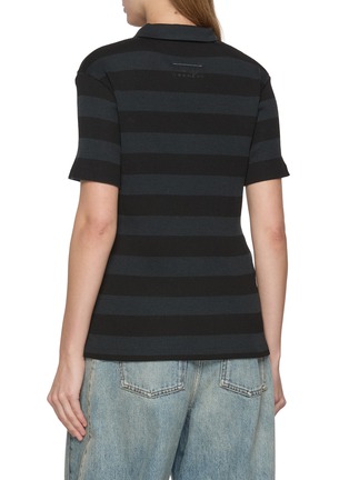 Back View - Click To Enlarge - MM6 MAISON MARGIELA - Stripe Knit Polo Top