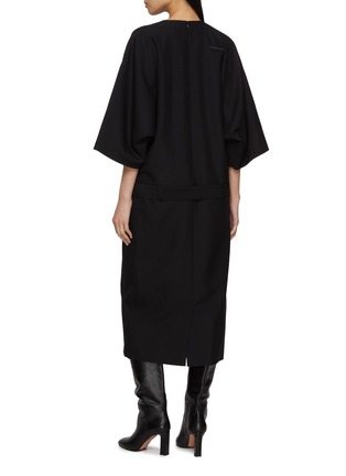 Back View - Click To Enlarge - MM6 MAISON MARGIELA - Belted Wool Maxi Dress