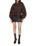 Figure View - Click To Enlarge - MM6 MAISON MARGIELA - Hybrid Satin Leather Mini Skirt