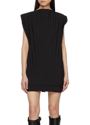 Main View - Click To Enlarge - MM6 MAISON MARGIELA - Sleeveless Pleated Belted Mini Dress
