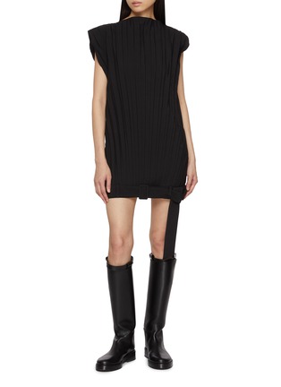 Figure View - Click To Enlarge - MM6 MAISON MARGIELA - Sleeveless Pleated Belted Mini Dress