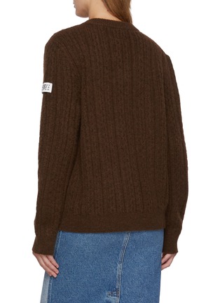 Back View - Click To Enlarge - MM6 MAISON MARGIELA - V-Neck Cable Knit Sweater