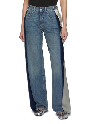 Main View - Click To Enlarge - MM6 MAISON MARGIELA - Side Pleat Medium Wash Jeans