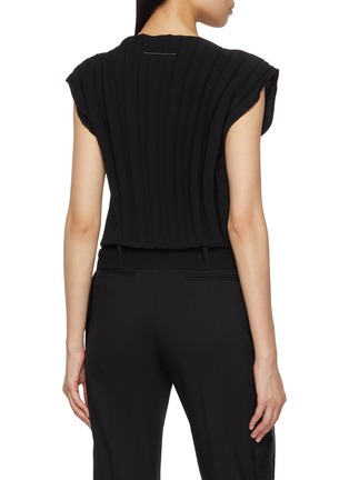 Back View - Click To Enlarge - MM6 MAISON MARGIELA - Sleeveless Pleated Waistband Hem Top