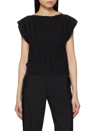 Main View - Click To Enlarge - MM6 MAISON MARGIELA - Sleeveless Pleated Waistband Hem Top