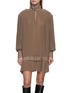 Main View - Click To Enlarge - MM6 MAISON MARGIELA - Long Sleeve High Neck Pleated Mini Dress