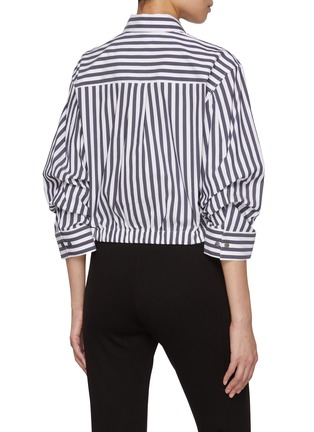 Back View - Click To Enlarge - THEORY - Cropped Striped Cotton Blend Shirt