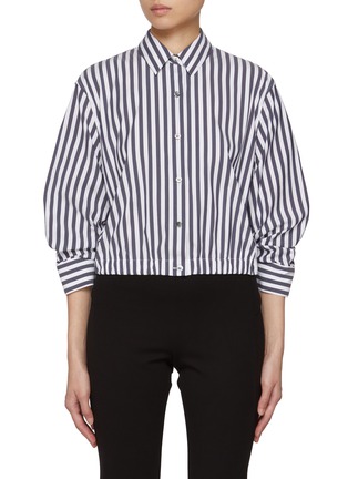 Main View - Click To Enlarge - THEORY - Cropped Striped Cotton Blend Shirt