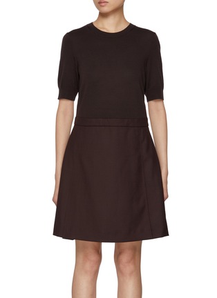Main View - Click To Enlarge - THEORY - Deep Pleated Wool Shift Dress