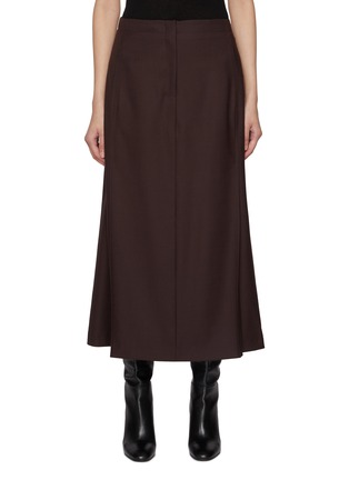 Main View - Click To Enlarge - THEORY - Deep Pleated Wool Blend Midi Skirt