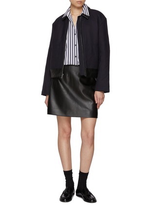 Figure View - Click To Enlarge - THEORY - High Waist Darted Leather Mini Skirt