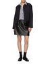 Figure View - Click To Enlarge - THEORY - High Waist Darted Leather Mini Skirt