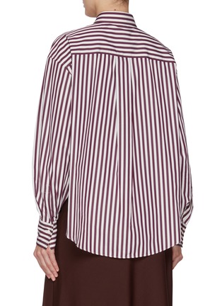 Back View - Click To Enlarge - BRUNELLO CUCINELLI - Striped Monili Embellished Chest Pocket Cotton Shirt