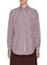Main View - Click To Enlarge - BRUNELLO CUCINELLI - Striped Monili Embellished Chest Pocket Cotton Shirt