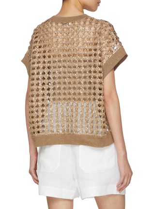 Back View - Click To Enlarge - BRUNELLO CUCINELLI - Sequined Hollow Knit Top