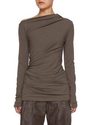 Main View - Click To Enlarge - BRUNELLO CUCINELLI - Asymmetrical Ruched Jersey Top