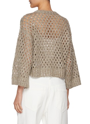 Back View - Click To Enlarge - BRUNELLO CUCINELLI - Sequin Embellished Open Knit Sweater