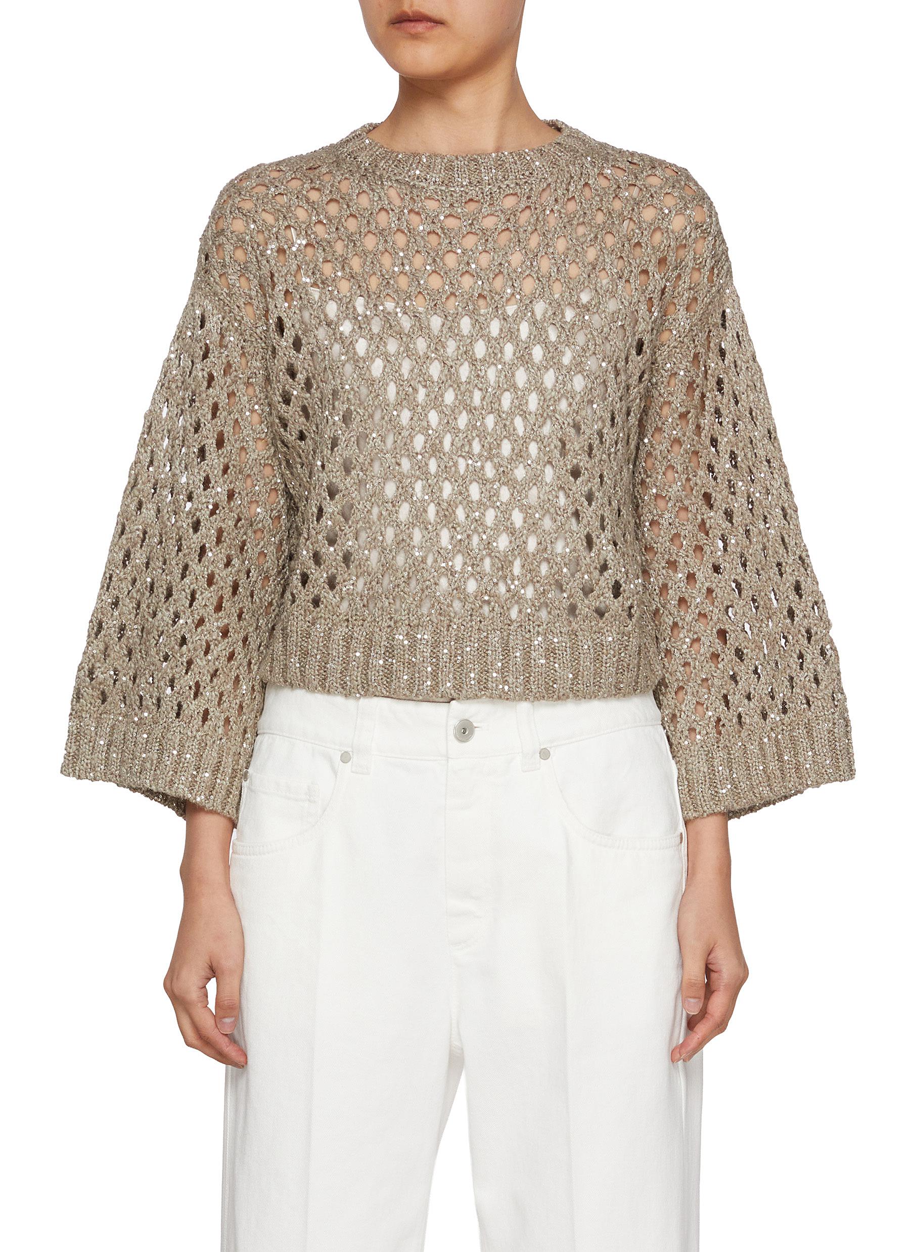 BRUNELLO CUCINELLI | Sequin Embellished Open Knit Sweater