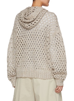 Back View - Click To Enlarge - BRUNELLO CUCINELLI - Sequin Embellished Hooded Knit Cardigan