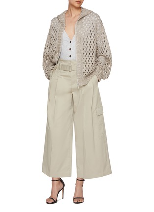 Figure View - Click To Enlarge - BRUNELLO CUCINELLI - Sequin Embellished Hooded Knit Cardigan