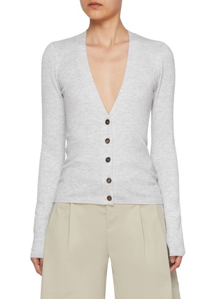 Main View - Click To Enlarge - BRUNELLO CUCINELLI - Lurex Ribbed Knit Cardigan