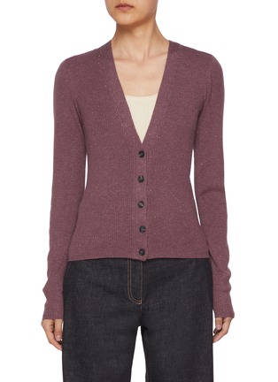 Main View - Click To Enlarge - BRUNELLO CUCINELLI - Lurex Ribbed Knit Cardigan