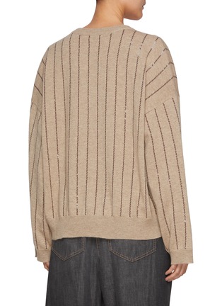 Back View - Click To Enlarge - BRUNELLO CUCINELLI - Sequin Embellished Striped Cashmere Sweater