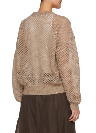 Back View - Click To Enlarge - BRUNELLO CUCINELLI - Sequin Embellished Open Knit Sweater