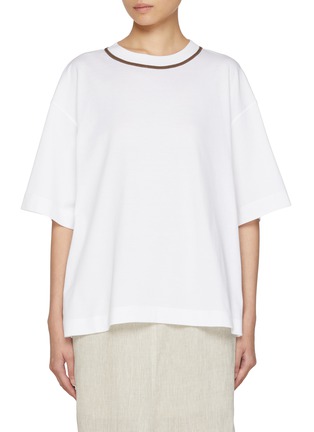 Main View - Click To Enlarge - BRUNELLO CUCINELLI - Monili Embellished Crewneck Cotton T-Shirt