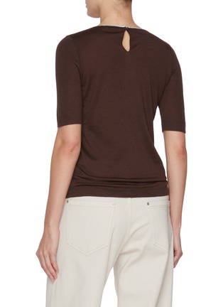 Back View - Click To Enlarge - BRUNELLO CUCINELLI - Monili Embellished Neck Cashmere Silk Knit Top