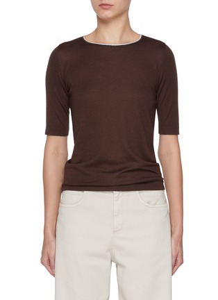 Main View - Click To Enlarge - BRUNELLO CUCINELLI - Monili Embellished Neck Cashmere Silk Knit Top